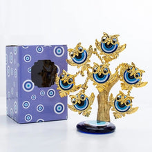 Load image into Gallery viewer, Golden Owls Themed Evil Eye Desktop Ornament - Ornament