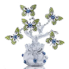 Load image into Gallery viewer, Green Butterflies with Evil Eyes in Feng Shui Money Bag Desktop Ornament - Ornament