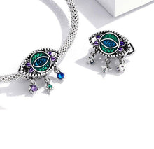 Load image into Gallery viewer, Green, Purple, and Blue Stone Studded Turkish Evil Eye Charm Bead - Charm Bead