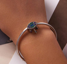 Load image into Gallery viewer, Green, Purple, and Blue Stone Studded Turkish Evil Eye Charm Bead - Charm Bead