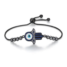 Load image into Gallery viewer, Hamsa Hand and Evil Eye Stone Studded Copper Bracelets - BraceletBlue Stones