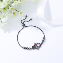 Load image into Gallery viewer, Hamsa Hand and Evil Eye Stone Studded Copper Bracelets - BraceletBlue Stones