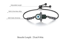 Load image into Gallery viewer, Hamsa Hand and Evil Eye Stone Studded Copper Bracelets - BraceletBlue Stones