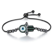 Load image into Gallery viewer, Hamsa Hand and Evil Eye Stone Studded Copper Bracelets - BraceletGreen Stones