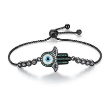 Load image into Gallery viewer, Hamsa Hand and Evil Eye Stone Studded Copper Bracelets - BraceletGreen Stones