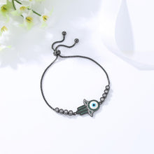 Load image into Gallery viewer, Hamsa Hand and Evil Eye Stone Studded Copper Bracelets - BraceletBlue Stones