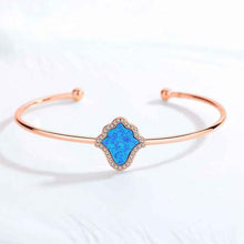Load image into Gallery viewer, Hamsa Hand Open Cuff Silver Bracelets - BraceletRose Gold