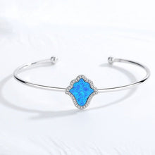Load image into Gallery viewer, Hamsa Hand Open Cuff Silver Bracelets - BraceletSilver