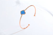 Load image into Gallery viewer, Hamsa Hand Open Cuff Silver Bracelets - BraceletRose Gold