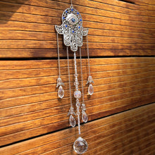 Load image into Gallery viewer, Hamsa Hand Wall Hanging with Transparent Suncatcher Crystals - Wall Hanging