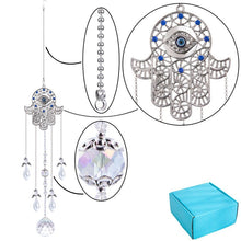 Load image into Gallery viewer, Hamsa Hand Wall Hanging with Transparent Suncatcher Crystals - Wall Hanging