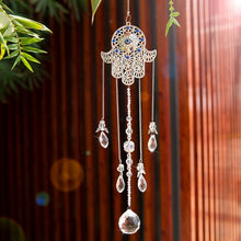Load image into Gallery viewer, Hamsa Hand Wall Hanging with Transparent Suncatcher Crystals - Wall Hanging