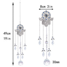 Load image into Gallery viewer, Hamsa Hand Wall Hanging with Transparent Suncatcher Crystals - Wall Hanging