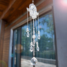 Load image into Gallery viewer, Hamsa Hand Wall Hanging with Transparent Suncatcher Crystals - Wall Hanging