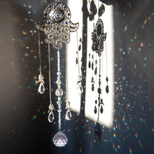 Load image into Gallery viewer, Hamsa Hand Wall Hanging with Transparent Suncatcher Crystals - Wall Hanging