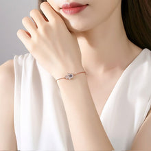 Load image into Gallery viewer, Hamsa Hand with Dual Evil Eye Silver Bracelet - BraceletRose Gold