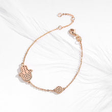 Load image into Gallery viewer, Hamsa Hand with Dual Evil Eye Silver Bracelet - BraceletRose Gold