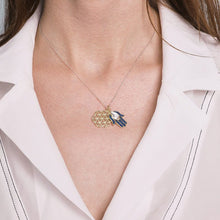 Load image into Gallery viewer, Hamsa Hand with Evil Eye and Flower Of Life Silver Necklace - Necklace