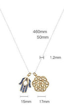 Load image into Gallery viewer, Hamsa Hand with Evil Eye and Flower Of Life Silver Necklace - Necklace