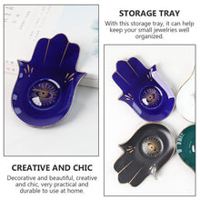 Load image into Gallery viewer, Hamsa Hand with Evil Eye Ceramic Multipurpose Plates - Decorative PlateWhite with Eye Design Evil Eye