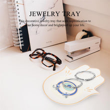 Load image into Gallery viewer, Hamsa Hand with Evil Eye Ceramic Multipurpose Plates - Decorative PlateWhite with Eye Design Evil Eye