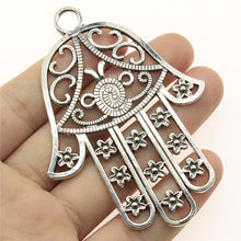 Load image into Gallery viewer, Hamsa Hand with Evil Eye Metal Wall Hangings - Wall HangingSilver