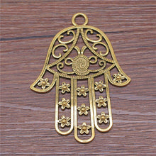 Load image into Gallery viewer, Hamsa Hand with Evil Eye Metal Wall Hangings - Wall HangingBronze