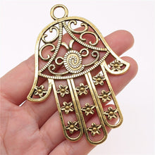 Load image into Gallery viewer, Hamsa Hand with Evil Eye Metal Wall Hangings - Wall HangingGold