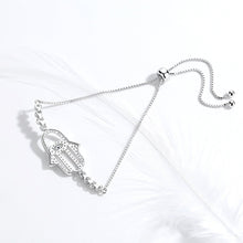 Load image into Gallery viewer, Hamsa Hand with Evil Eye Silver Bracelet - Bracelet