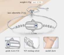 Load image into Gallery viewer, Hamsa Hand with Evil Eye Silver Bracelet - Bracelet