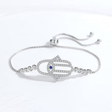 Load image into Gallery viewer, Hamsa Hand with Evil Eye Silver Bracelet - Bracelet