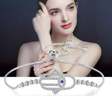 Load image into Gallery viewer, Hamsa Hand with Evil Eye Silver Bracelet - Bracelet