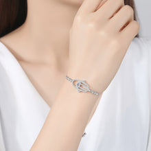 Load image into Gallery viewer, Hamsa Hand with Evil Eye Silver Bracelet - Bracelet