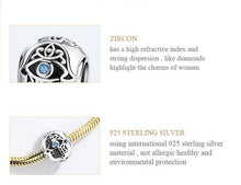 Load image into Gallery viewer, Hamsa Hand with Evil Eye Spherical Silver Charm Bead - Charm Bead