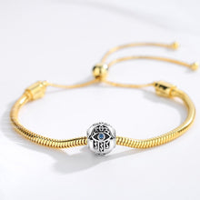 Load image into Gallery viewer, Hamsa Hand with Evil Eye Spherical Silver Charm Bead - Charm Bead