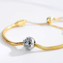 Load image into Gallery viewer, Hamsa Hand with Evil Eye Spherical Silver Charm Bead - Charm Bead