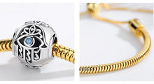 Load image into Gallery viewer, Hamsa Hand with Evil Eye Spherical Silver Charm Bead - Charm Bead