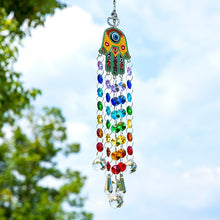 Load image into Gallery viewer, Hamsa Hand with Evil Eye Wall Hanging with Suncatcher Crystals - Wall Hanging