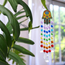 Load image into Gallery viewer, Hamsa Hand with Evil Eye Wall Hanging with Suncatcher Crystals - Wall Hanging