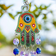 Load image into Gallery viewer, Hamsa Hand with Evil Eye Wall Hanging with Suncatcher Crystals - Wall Hanging