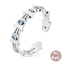 Load image into Gallery viewer, Hamsa Hand with Evil Eyes Finger Wrap Ring - Ring