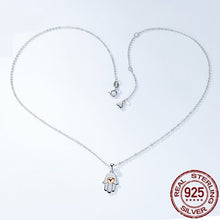 Load image into Gallery viewer, Hamsa Hand with Heart Silver Necklace - Necklace