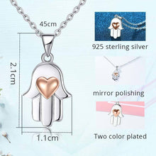 Load image into Gallery viewer, Hamsa Hand with Heart Silver Necklace - Necklace