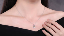 Load image into Gallery viewer, Hamsa Hand with Heart Silver Necklace - Necklace