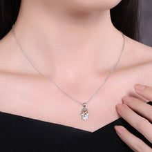 Load image into Gallery viewer, Hamsa Hand with Heart Silver Necklace - Necklace