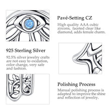 Load image into Gallery viewer, Hamsa Hand with Lotus and Evil Eye Design Silver Pendant - Pendant