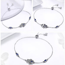 Load image into Gallery viewer, Hamsa Hand with Three Evil Eyes Silver Bracelet - Bracelet