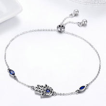 Load image into Gallery viewer, Hamsa Hand with Three Evil Eyes Silver Bracelet - Bracelet