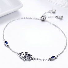 Load image into Gallery viewer, Hamsa Hand with Three Evil Eyes Silver Bracelet - Bracelet