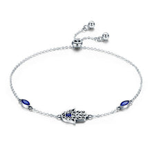 Load image into Gallery viewer, Hamsa Hand with Three Evil Eyes Silver Bracelet - Bracelet